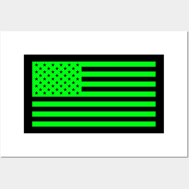 USA Glowing Green Flag Wall Art by NINE69